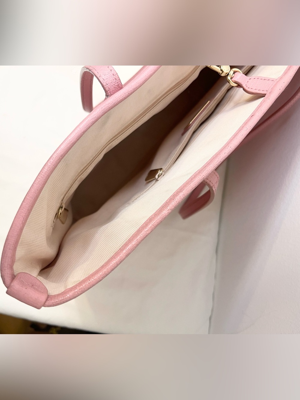 Furla Ariana Saffiano Leather Tote with Gold Logo - Picture 11 of 17